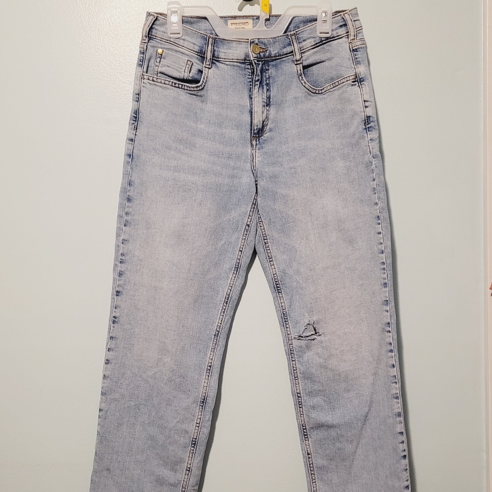 Pilcro Mid Size Straight Leg Light Wash Sz 28 Flawed
